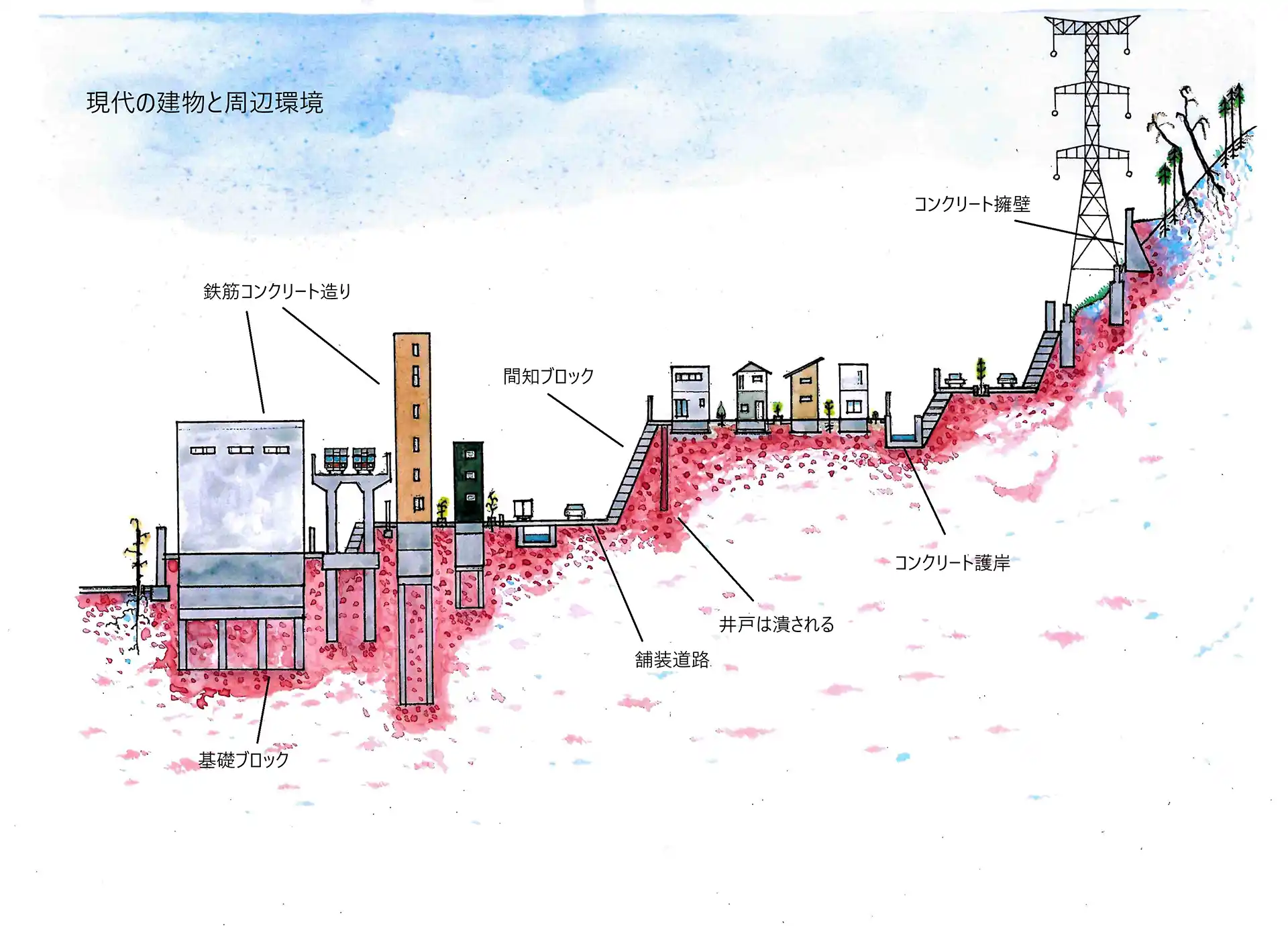 現代の建物と周辺環境